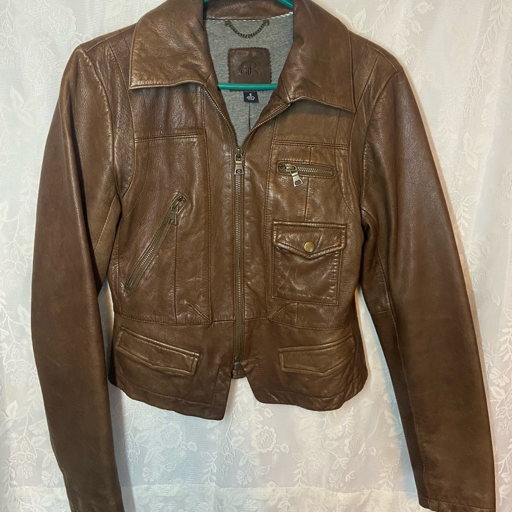 Banana Republic Brown Leather Motorcycle Jacket